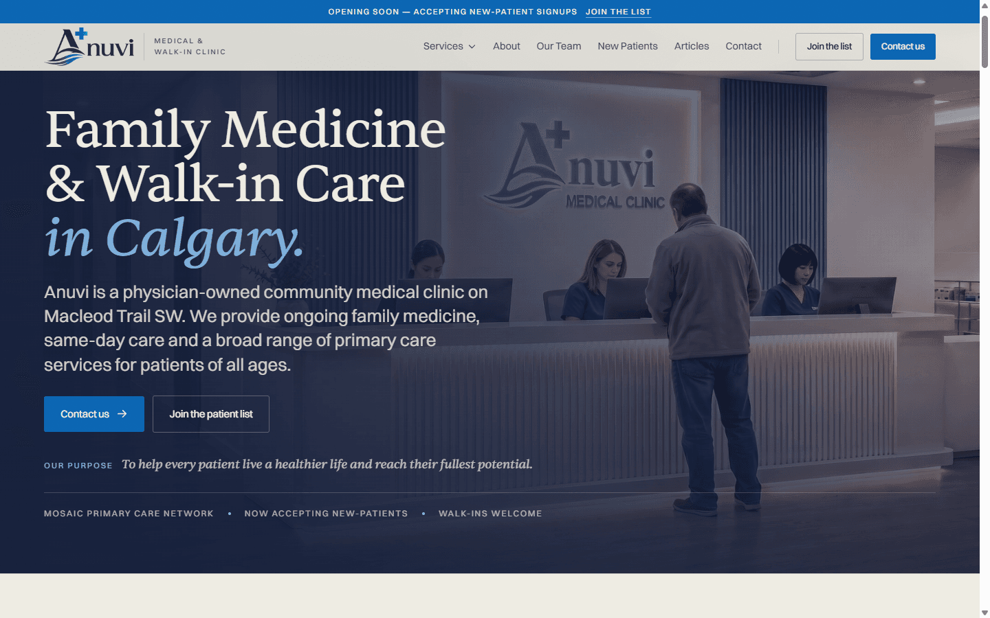 Anuvi Medical & Walk-in Clinic: homepage